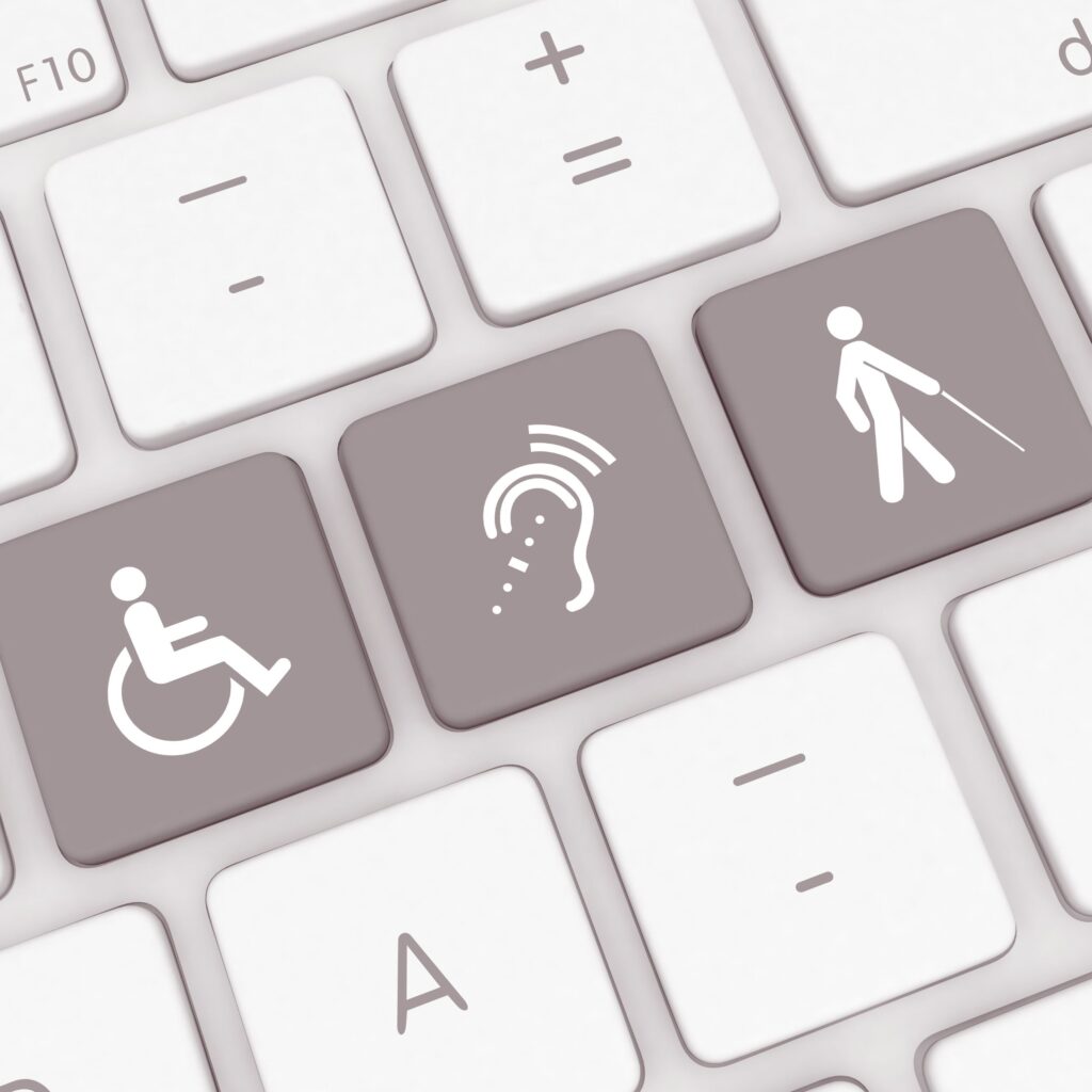 Close-up of a keyboard with accessibility buttons to symbolize an accessible user experience