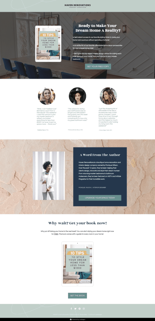 Lead-generating lead page design